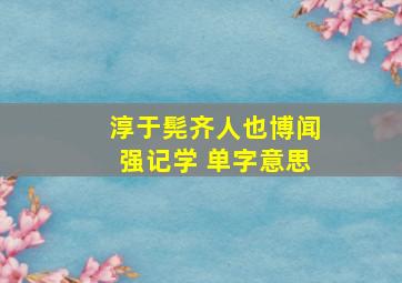 淳于髡齐人也博闻强记学 单字意思